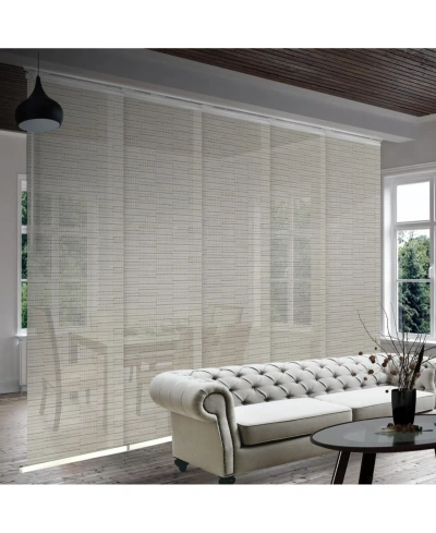 Rod Desyne Pewter Filigree Blind 5-panel Single Rail Panel Track Extendable 58"-110"w X 94"h, Panel Width 23.5" In White