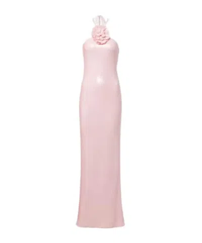 Rodarte Floral Applique Sequined Gown In Pink