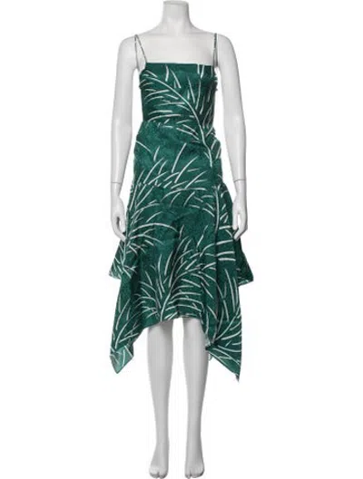 Pre-owned Rodarte Floral Print Midi Length Dress In Green