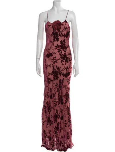 Pre-owned Rodarte Silk Long Dress In Burgundy/red