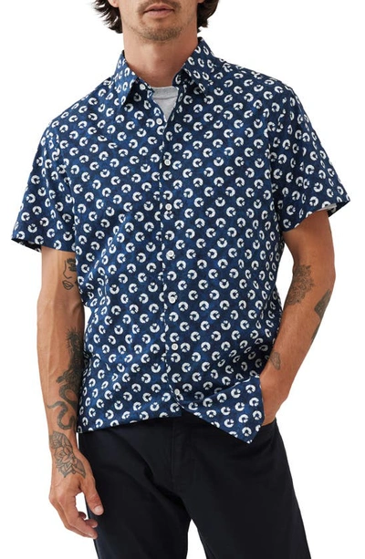Rodd & Gunn Eglinton Valley Batik Print Short Sleeve Cotton Button-up Shirt In True Navy
