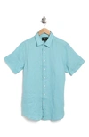Rodd & Gunn Grey Lynn Linen Short Sleeve Button-up Shirt In Turquoise