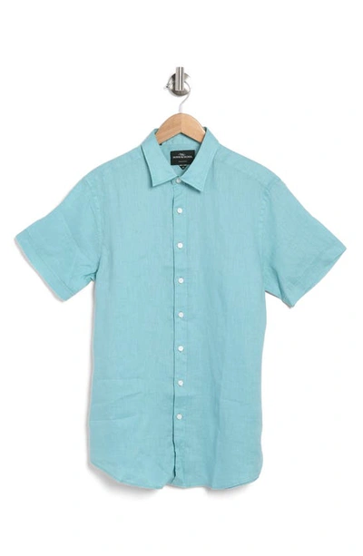 Rodd & Gunn Grey Lynn Linen Short Sleeve Button-up Shirt In Blue