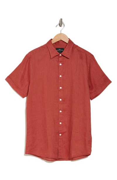 Rodd & Gunn Grey Lynn Linen Short Sleeve Button-up Shirt In Red