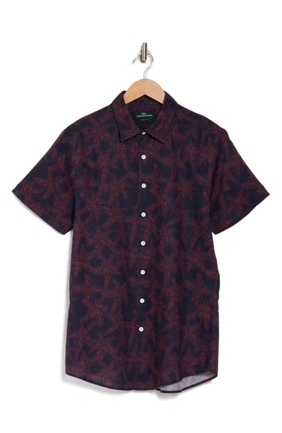 Rodd & Gunn Short Sleeve Linen & Cotton Blend Button-up Shirt In Terracotta Multi