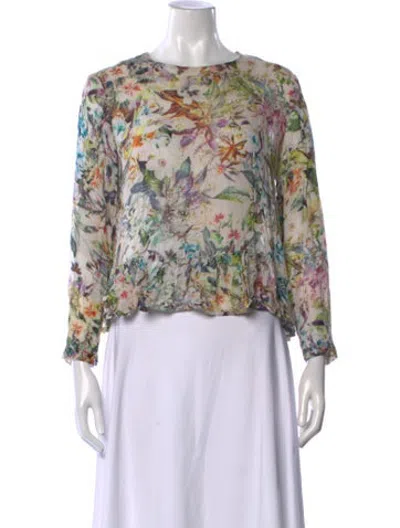 Pre-owned Rodebjer Floral Print Crew Neck Blouse In Multicolor