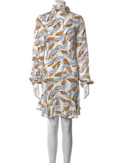 Pre-owned Rodebjer Floral Print Mini Dress In White