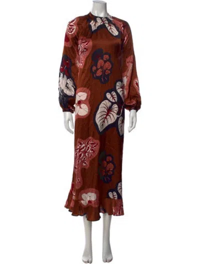 Pre-owned Rodebjer Silk Long Dress In Brown
