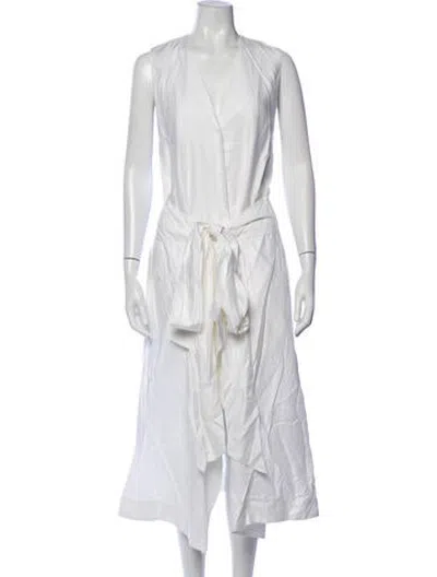 Pre-owned Rodebjer V-neck Midi Length Dress In White