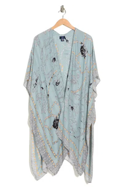 Roffe Accessories Mix Print Ruana In Blue