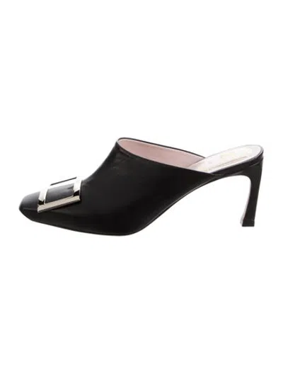 Pre-owned Roger Vivier Leather Mules W/ Tags In Black