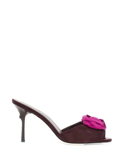 Roger Vivier Rose Vivier Suede Leather Mules In Purple