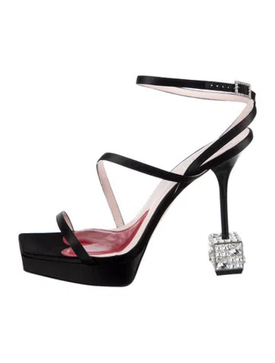 Pre-owned Roger Vivier Satin Crystal Embellishments Sandals W/ Tags In Black
