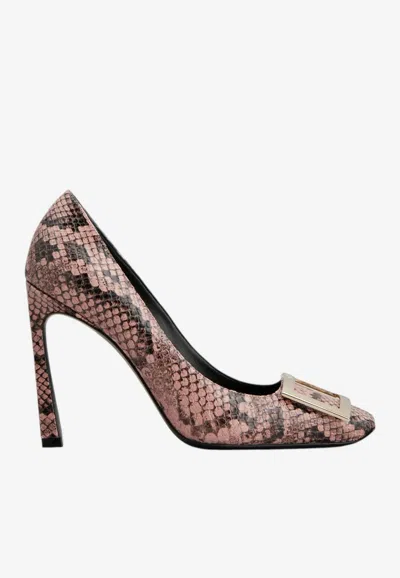Roger Vivier Trompette 100 Python Print Leather Pumps In Pink