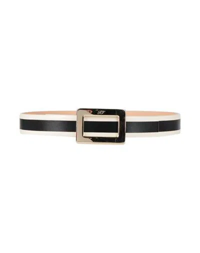 Roger Vivier Woman Belt Cream Size 28 Leather In Black