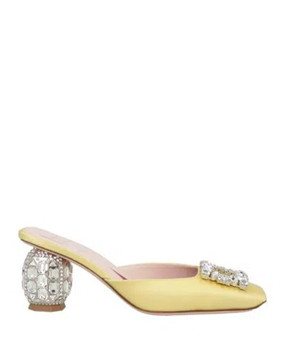 Roger Vivier Woman Mules & Clogs Pastel Yellow Size 8 Textile Fibers In Animal Print