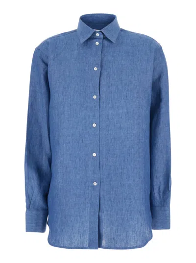 Rohe Blue Regular Solid Shirt