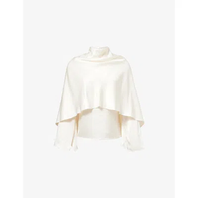 Rohe Frames Womens Caped Long-sleeve Satin Top Cream In White