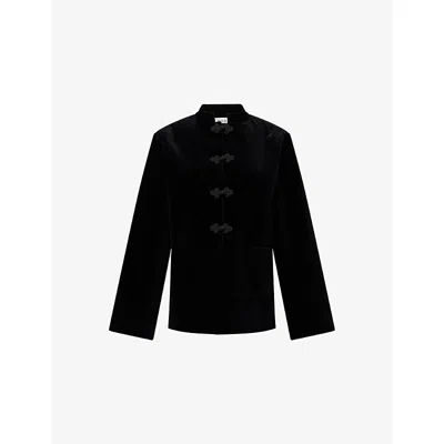 Rohe Frames Womens Pankou Knotted Cotton Velvet Jacket Black