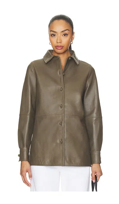 Rohe Leather Pankou Closure Overshirt In Brown