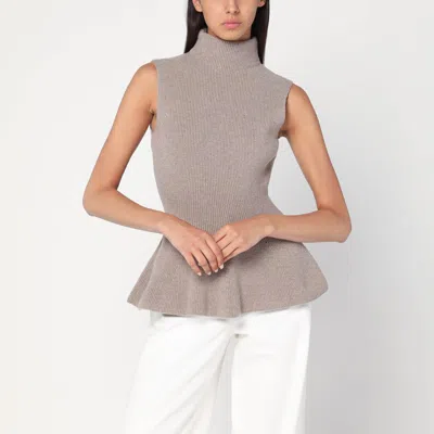 Rohe Sleeveless Taupe Mélange Top In Cashmere Blend In Gray