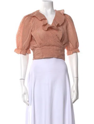 Pre-owned Rokh Patterned V-neck Top In Neutrals