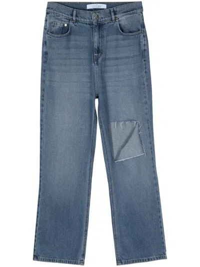 Rokh Ripped Straight-leg Jeans In Blue