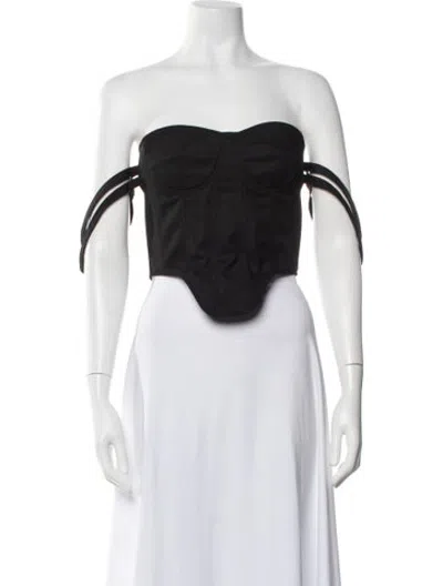 Pre-owned Rokh Strapless Top In Black