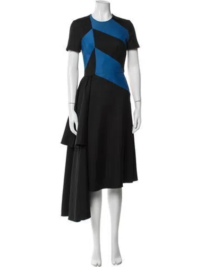 Pre-owned Roksanda Colorblock Pattern Midi Length Dress In Black