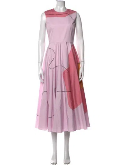 Pre-owned Roksanda Colorblock Pattern Midi Length Dress In Pink
