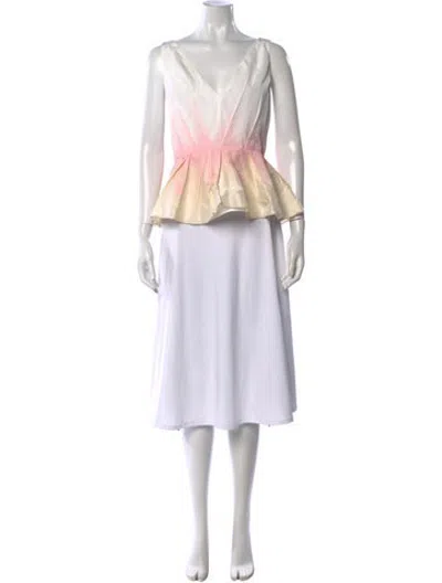 Pre-owned Roksanda Printed V-neck Top In Neutrals