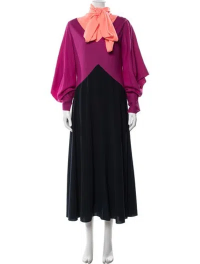 Pre-owned Roksanda Silk Long Dress In Pink/purple