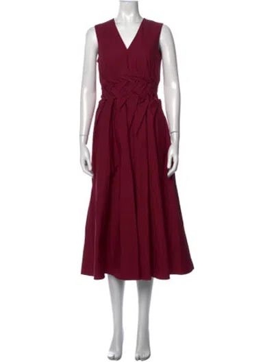 Pre-owned Roksanda V-neck Midi Length Dress In Burgundy