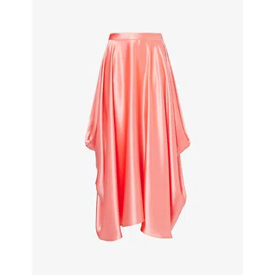 Roksanda Womens Peach Pink Amari Draped Satin Midi Skirt