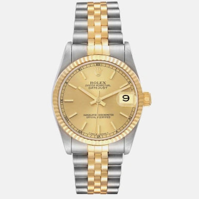 Pre-owned Rolex Datejust Midsize Steel Yellow Gold Ladies Watch 68273
