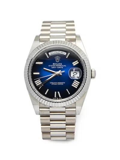 Pre-owned Rolex Day-date 40mm Watch In Blue