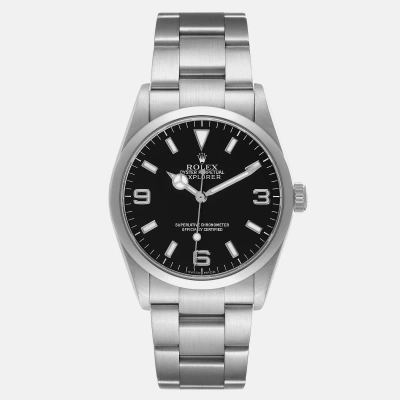 Pre-owned Rolex Explorer I Black Dial Steel Men's Watch 114270 36 Mm