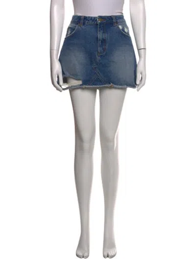 Pre-owned Rolla's Distressed Accents Mini Skirt In Blue