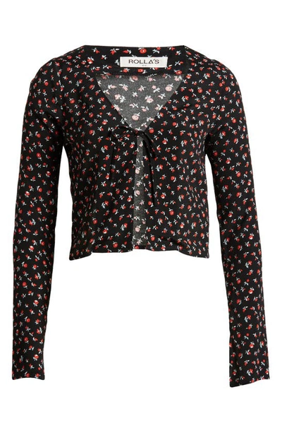 Rolla's Maggie Floral Tie Front Top In Black