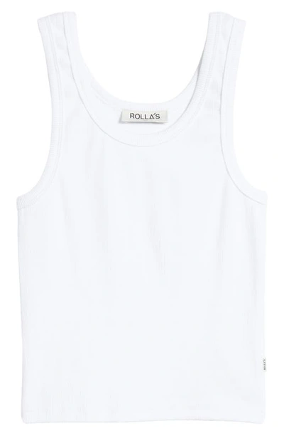Rolla's Toni Stretch Organic Cotton Ribbed Crop Tank In Vintage White