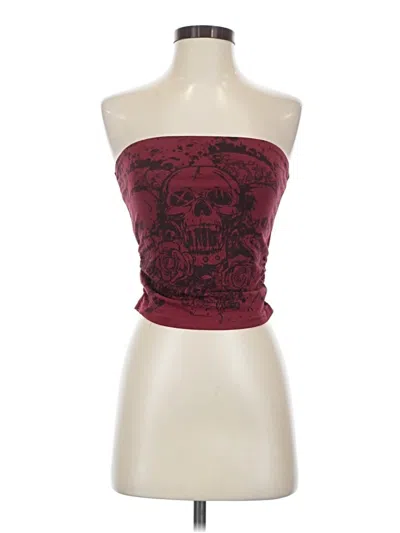 Pre-owned Romwe Tube Top Burgundy Strapless Neckline Tops
