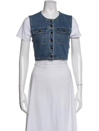 Pre-owned Ronny Kobo Denim Jacket W/ Tags In Blue/white