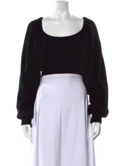 Pre-owned Ronny Kobo Nylon Square Neckline Sweater In Black