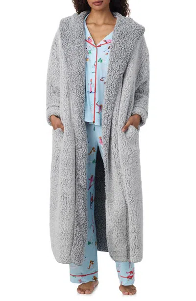 Room Service Pjs Duvet Hooded High Pile Fleece Coat In Gray