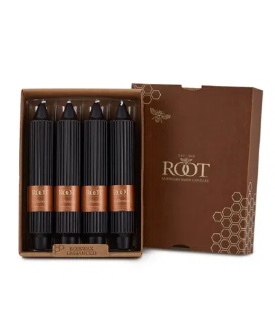 Root Candles Grecian Collenette 7" Taper Candle Set, 4 Piece In Black