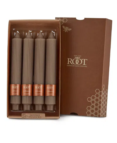 Root Candles Grecian Collenette 9" Taper Candle Set, 4 Piece In Portobello