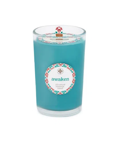 Root Candles Seeking Balance Awaken Basil Lime Spa Jar Candle, 8 oz In Aqua