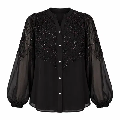 Rose & Nancy Women's Gemma Black Hand Embellished Blouse