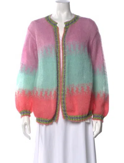 Pre-owned Rose Carmine Kid Mohair Patterned Sweater In Blue