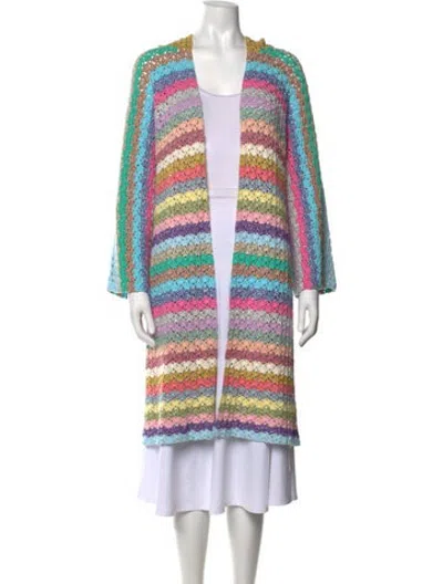 Pre-owned Rose Carmine Striped Open Front Sweater In Multicolor